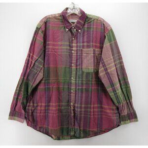 VINTAGE Barneys New York Shirt Large Indian Madras Plaid Button Down